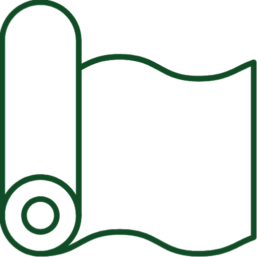 Symbol einer aufgerollten Papierrolle mit ausgezogenem, wellenförmigem Abschnitt.