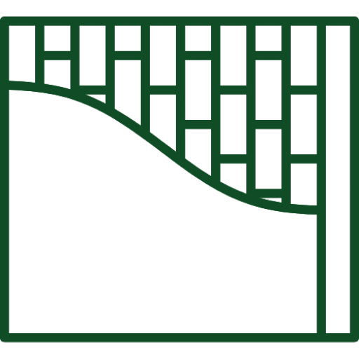Symbol einer Fliesenwand, deren untere Hälfte fugenlos überzogen ist.